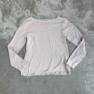 J Crew Women's Artist Tee Shirt Top Long Sleeve 100% Cotton Heather Beige size L